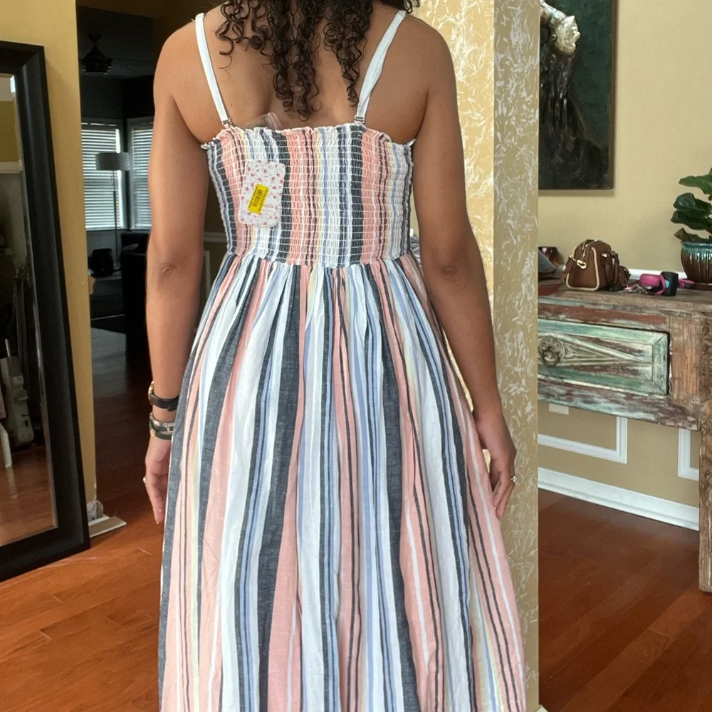 Free People Pink Multicolor Lilah Midi Dress